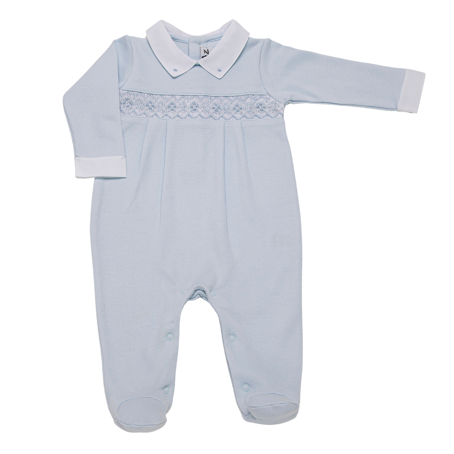 Baby Zig Zag Jacquard Luxury Smock Pima Jumpsuit