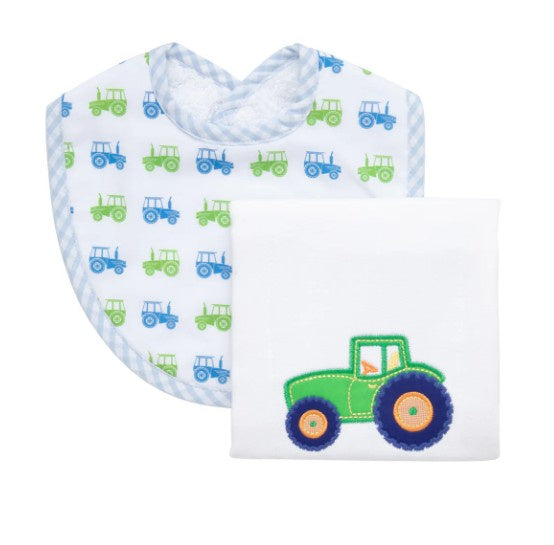 Tractor Basic Bib & Burp Box Set