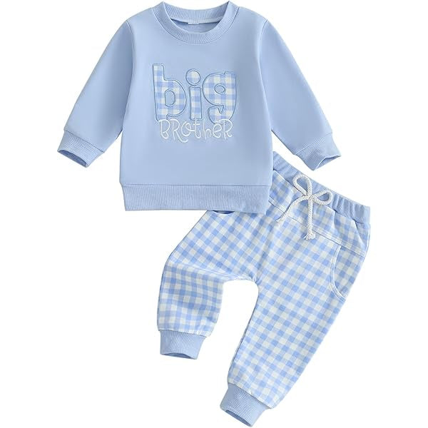 Blue Gingham Big Brother Set