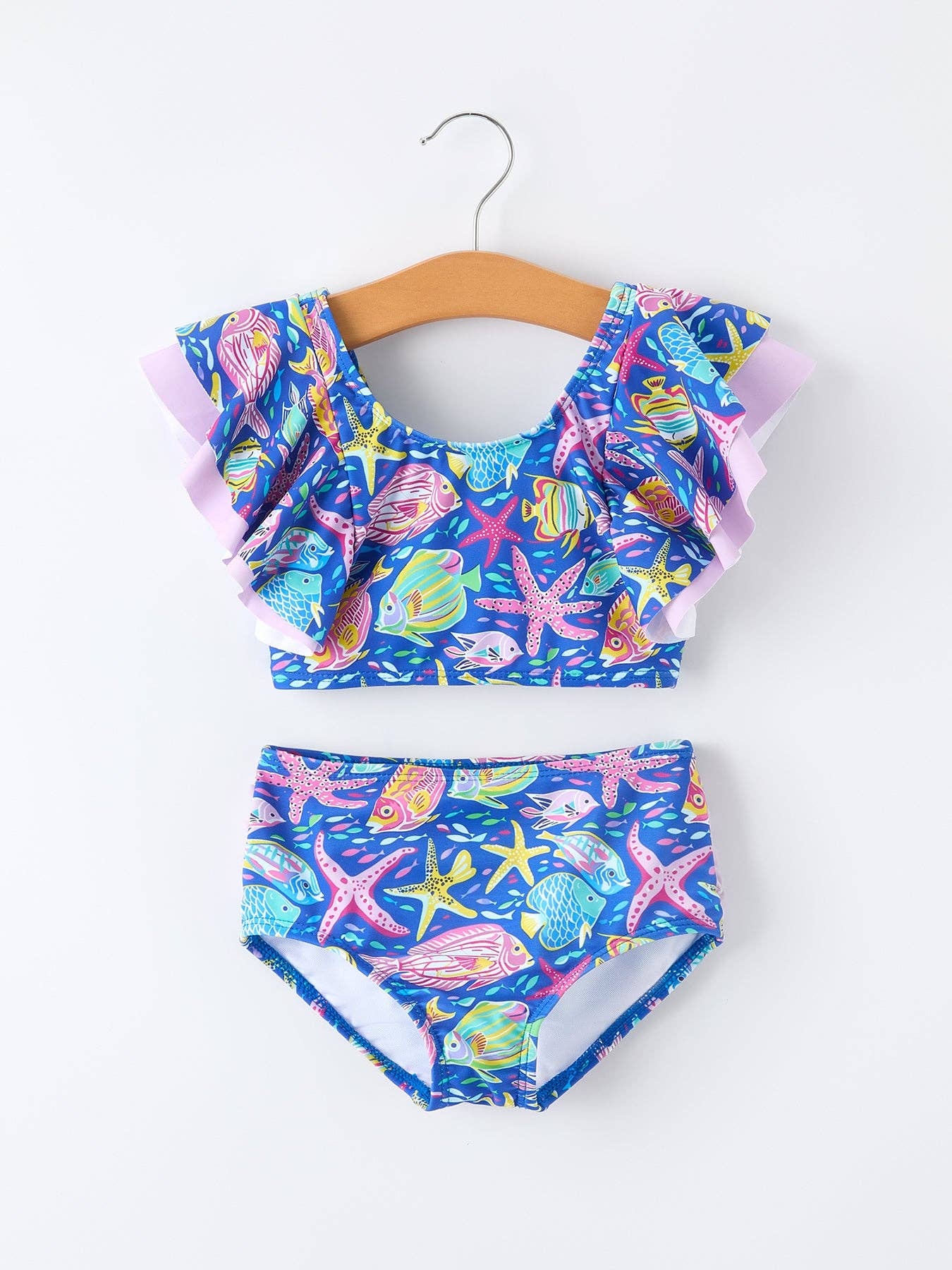 Ocean Fish Print Girls Two Piece Swimsuit: 2