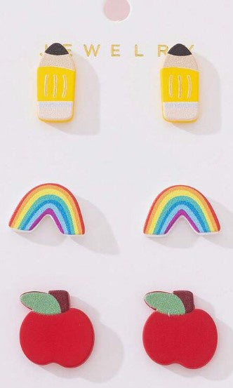 Back to School 3 Pairs Earrings