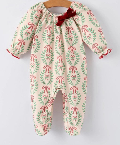 Christmas Wreath Girls Romper