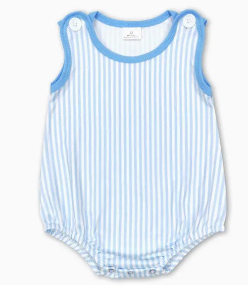 Blue Stripe Sleeveless Baby Romper
