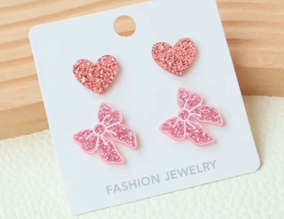 Bow Heart Earrings