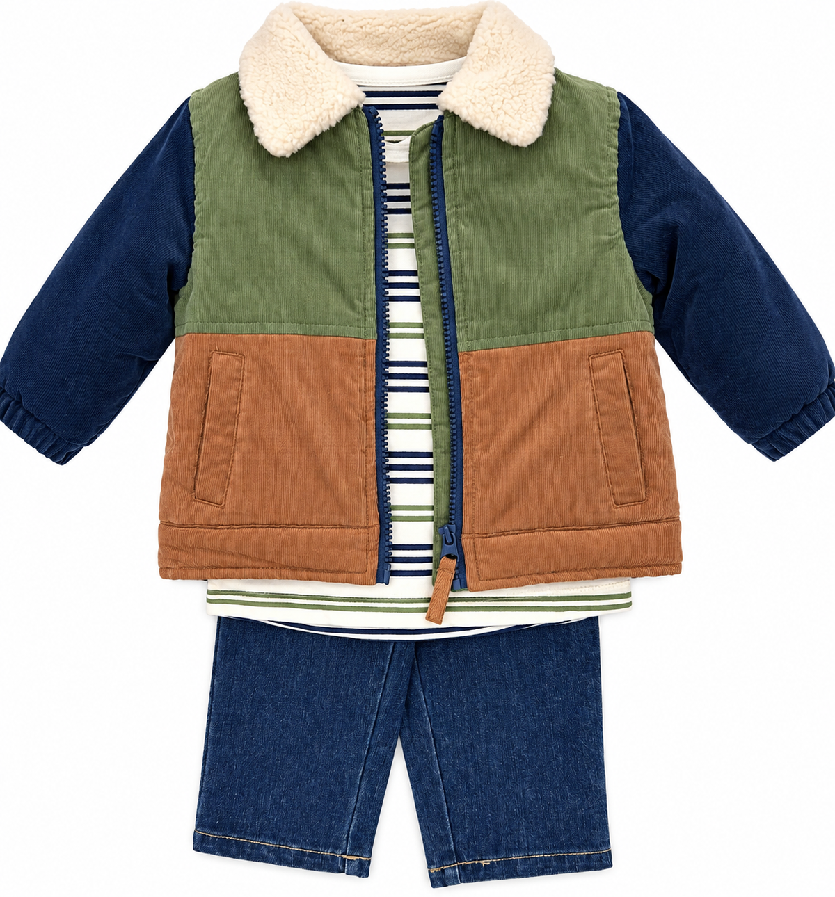 Boys 3 Piece Colorblock Jacket Set