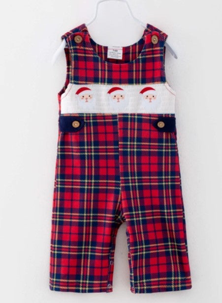 Christmas Plaid Santa Smocked John John