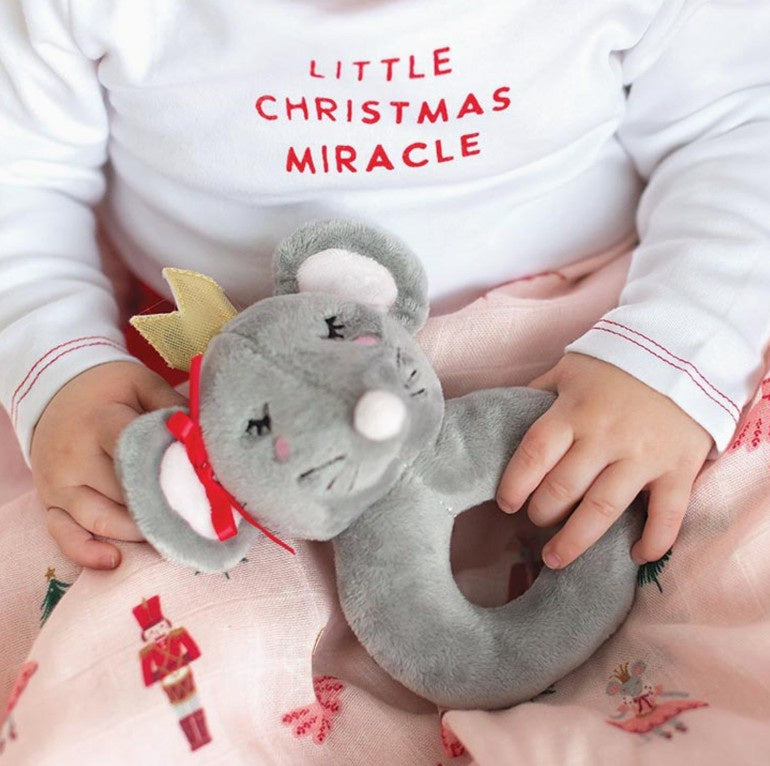 Christmas Nutcracker Mouse Rattle & Swaddle Set