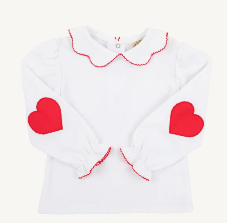 Emma's Elbow Patch Top- Richmond Red Hearts