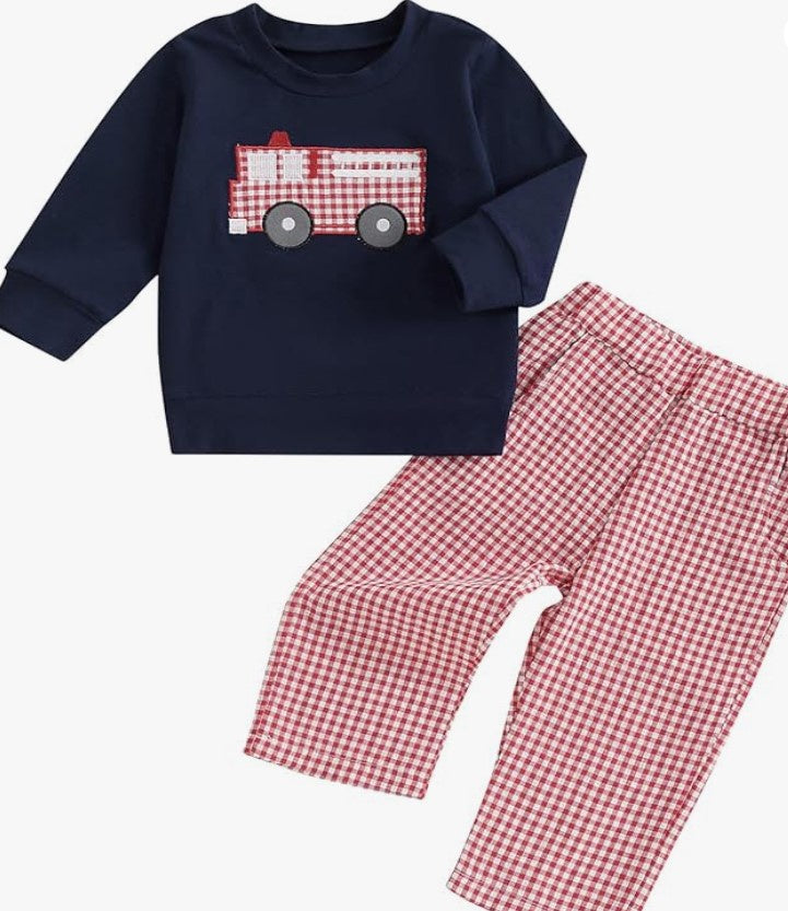 Fire Truck Long Pant Set
