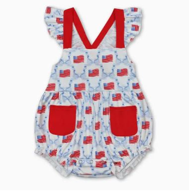 Flutter Sleeve Bow & Flag Sunsuit