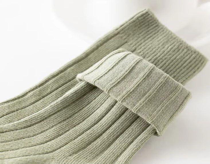 Green Ribbed Knee High Socks