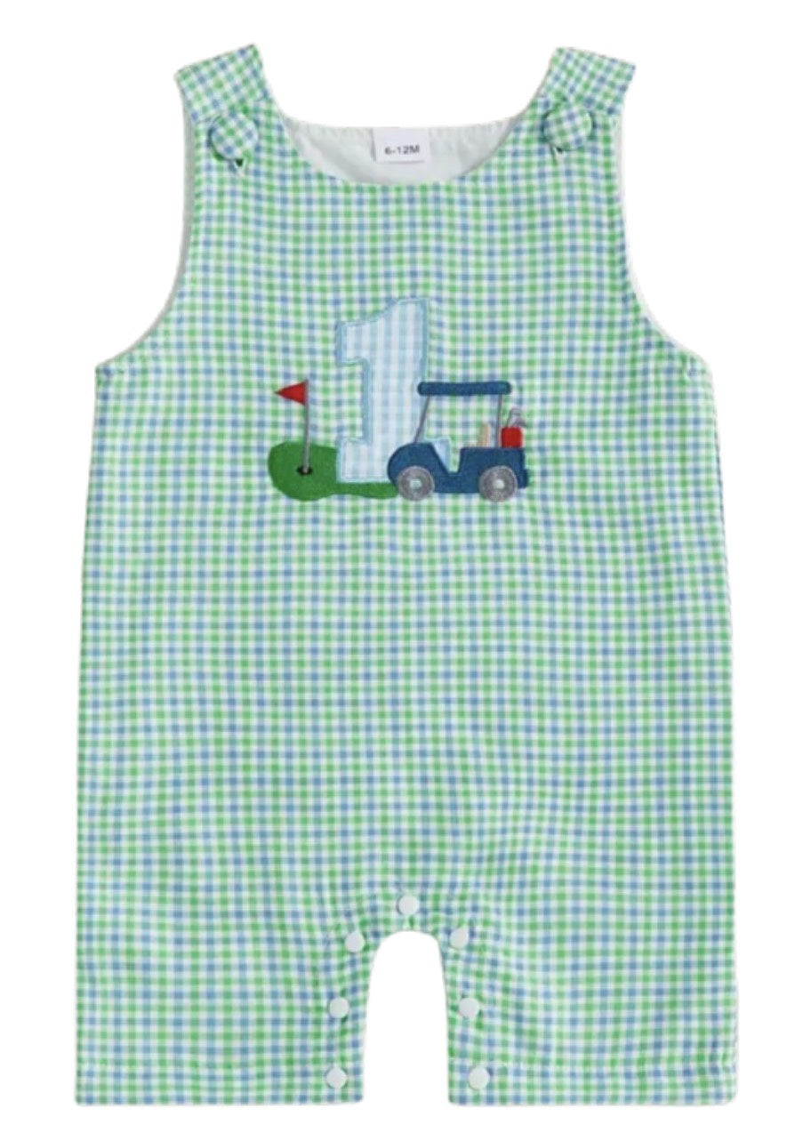 Blue & Green Gingham One Romper