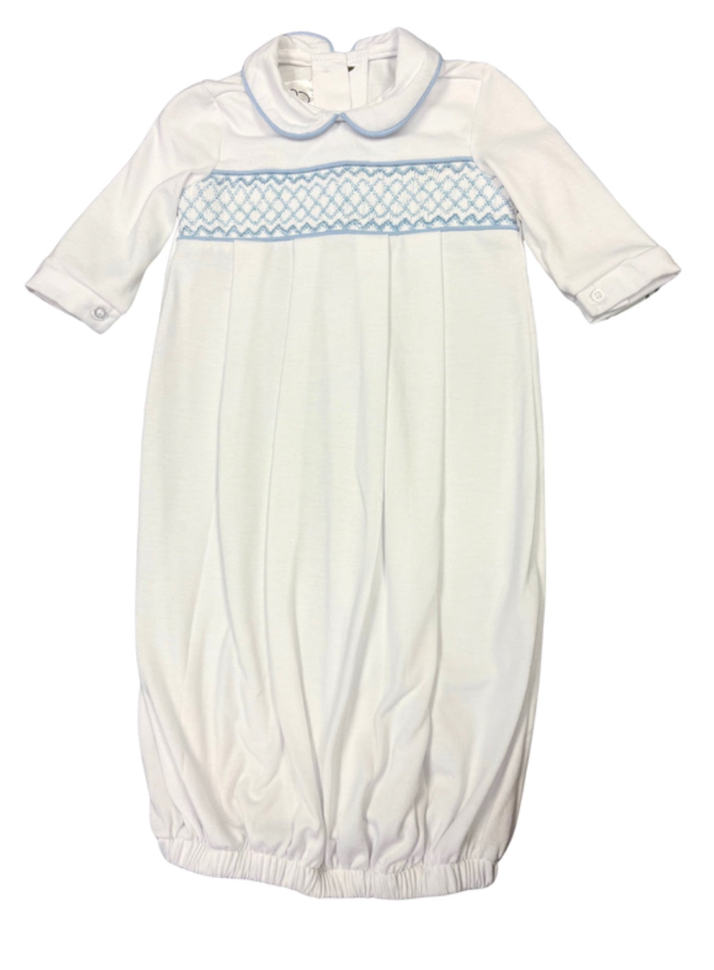 White and Blue Geometric Gown