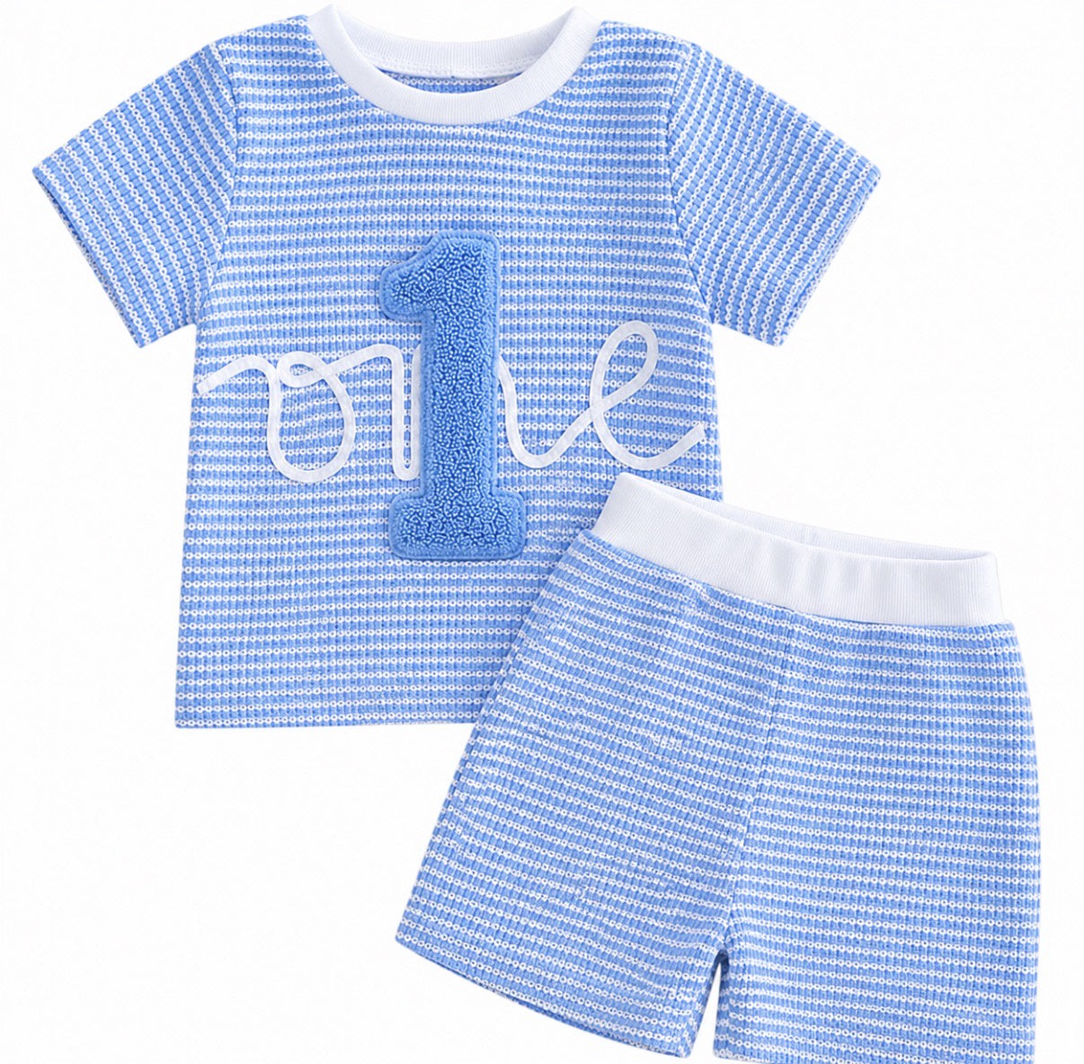 Blue Stripe Birthday Outfit