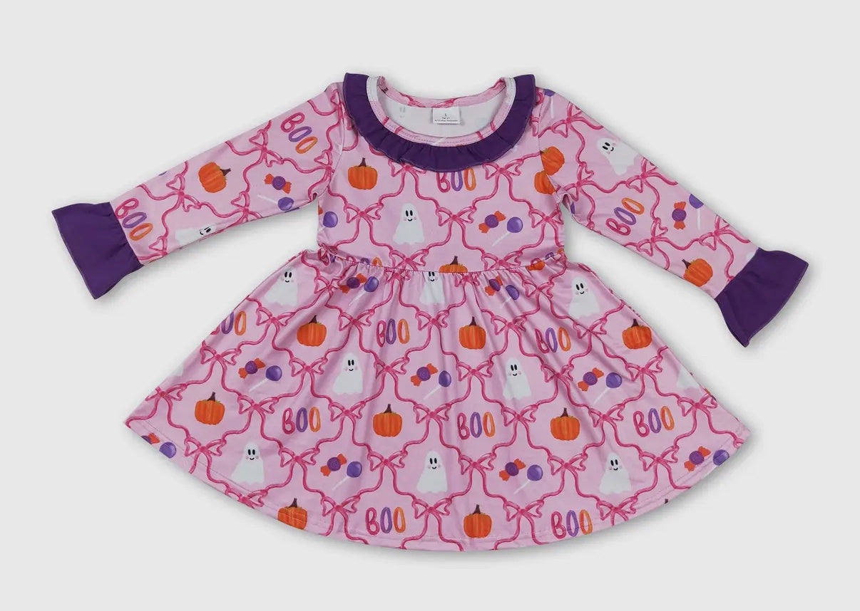 Pink Bow Ghost Bow LS Dress