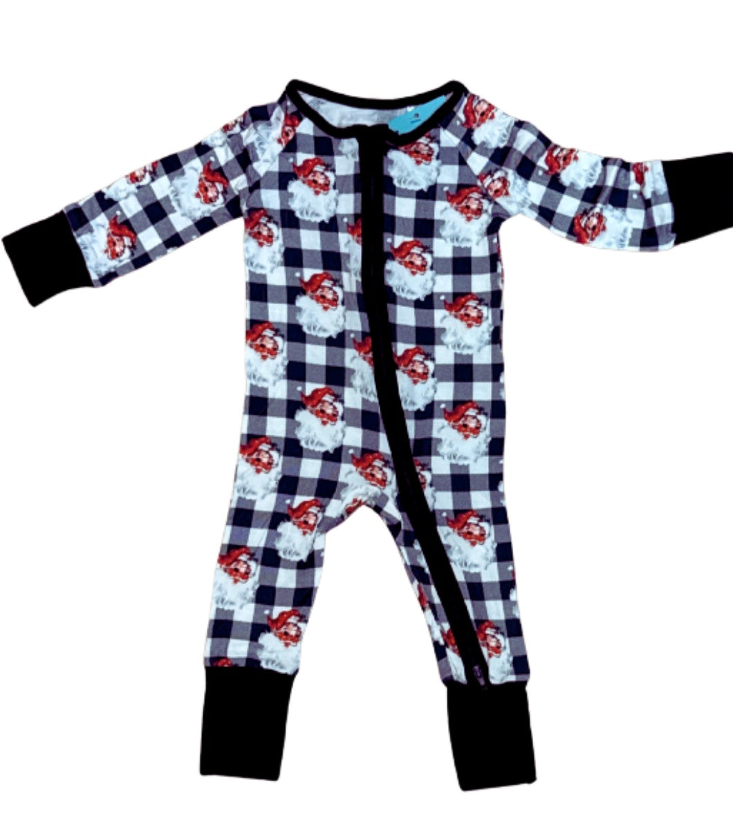 Black & White Plaid Santa Bamboo Zippy