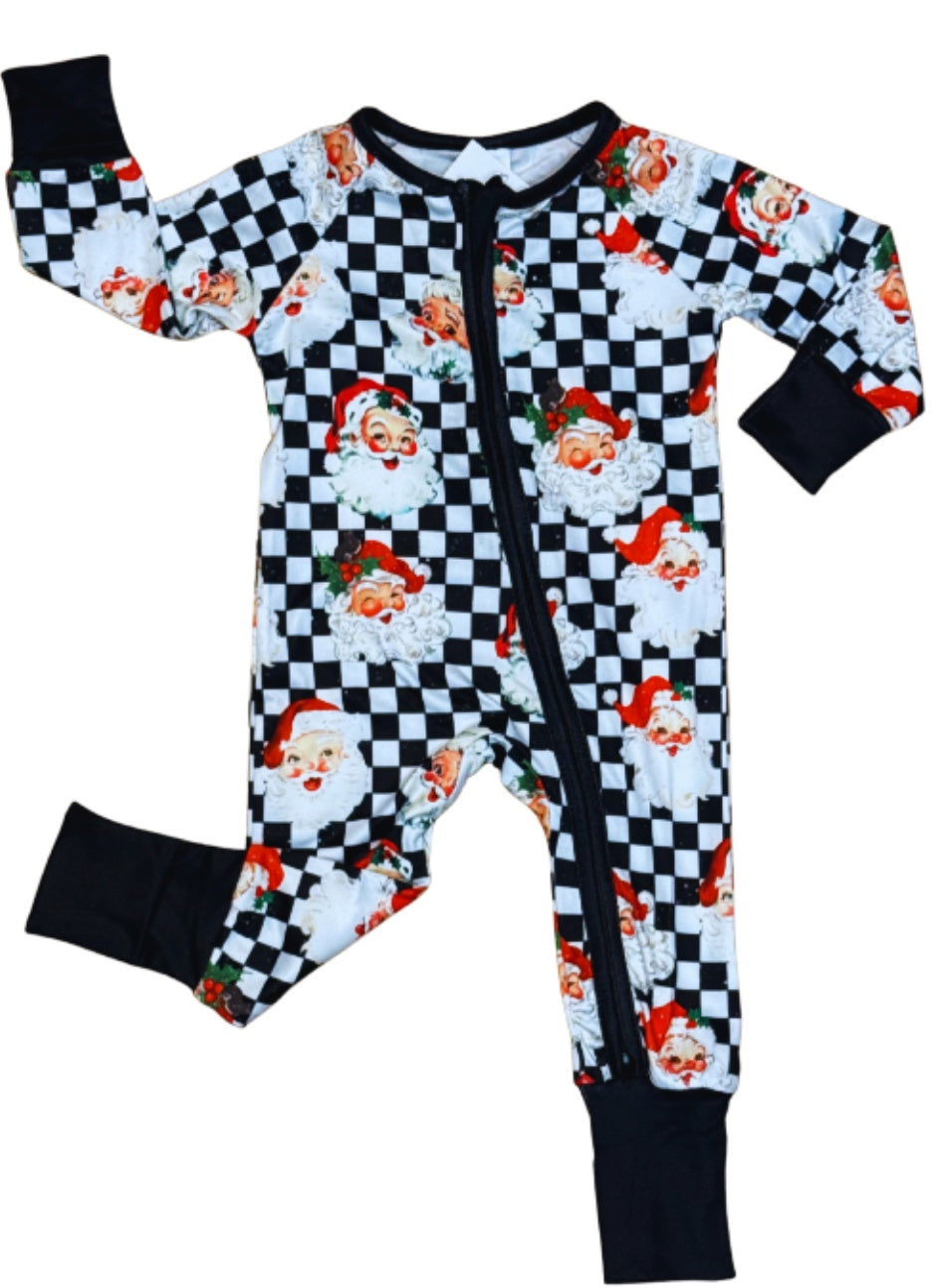 Black & White Santa Cotton Zippy