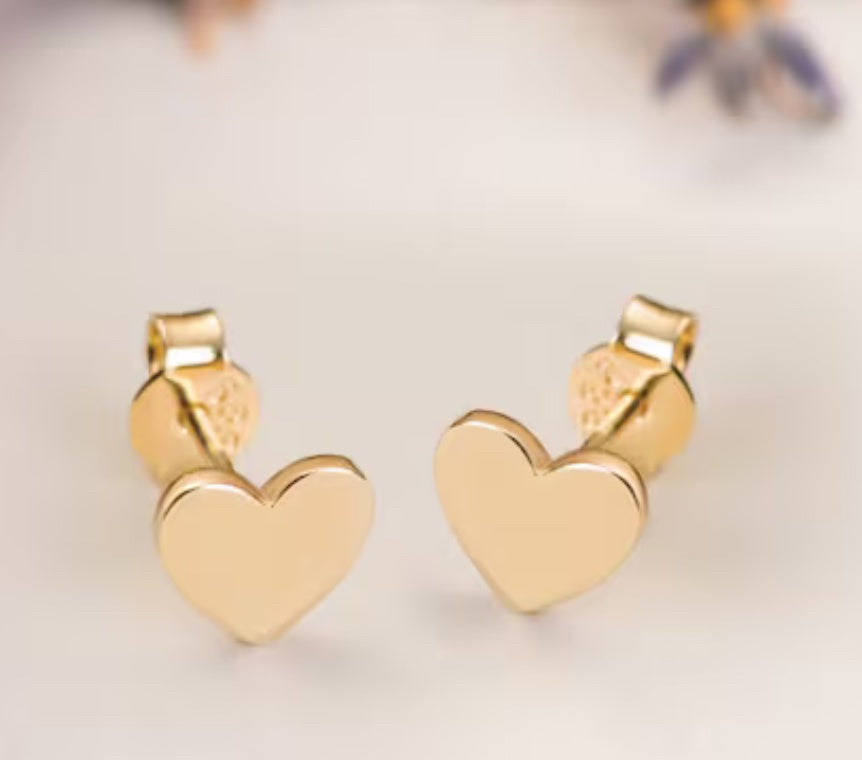 Sterling Silver Gold Tone Heart Earrings