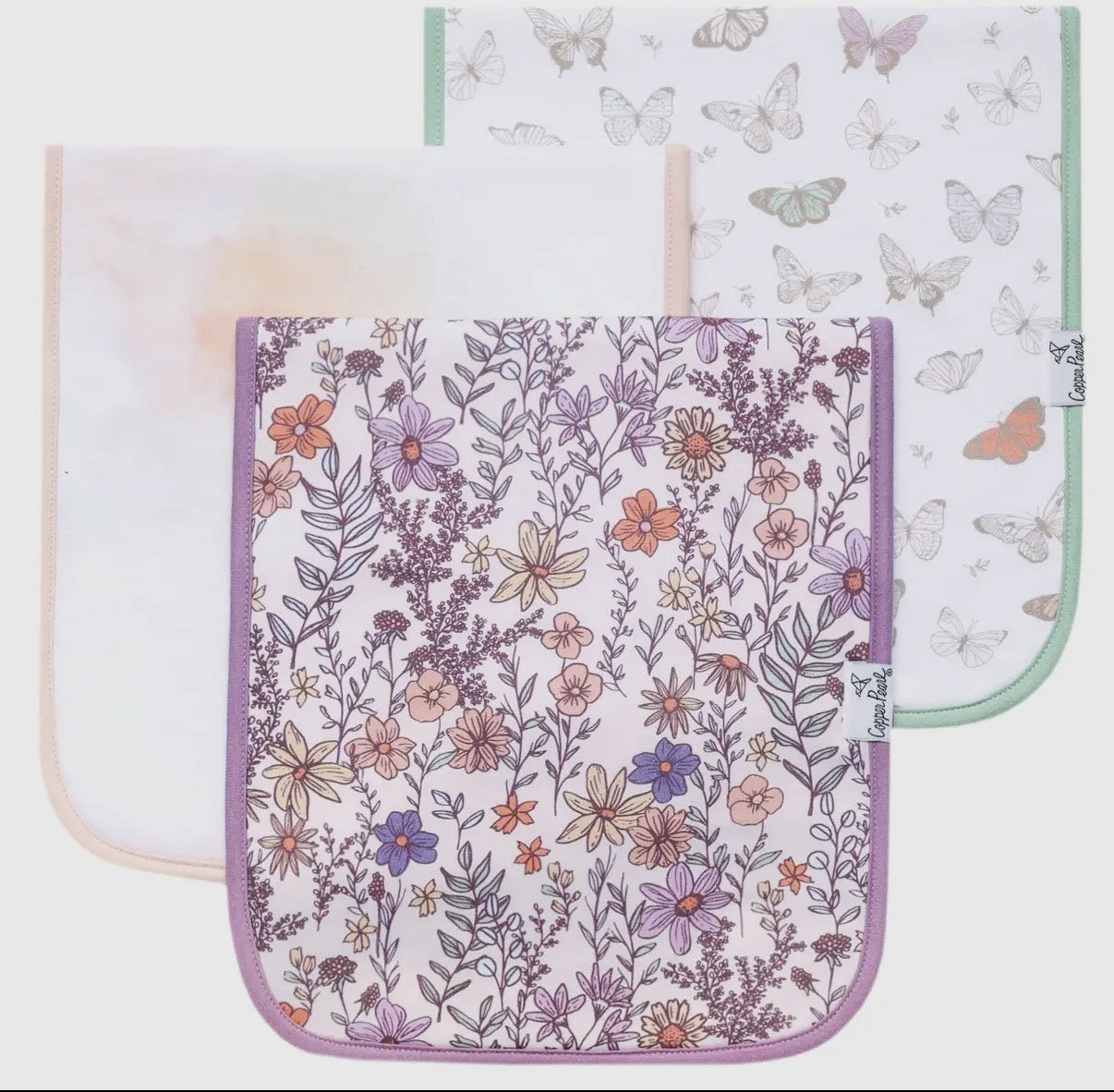 Copper Pearl Burp Cloths- Flora