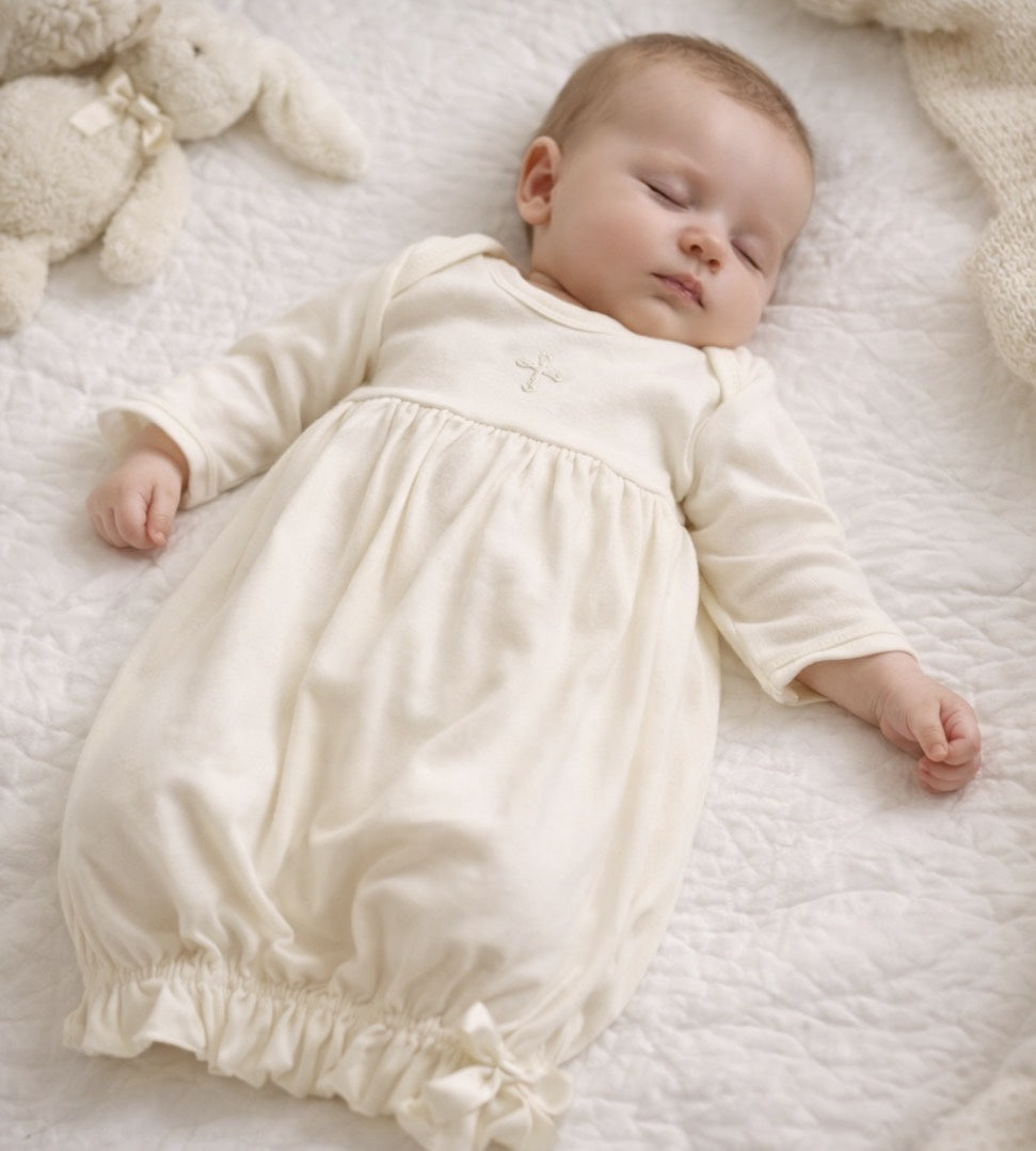 Squiggles Cross Lap Gown Ivory