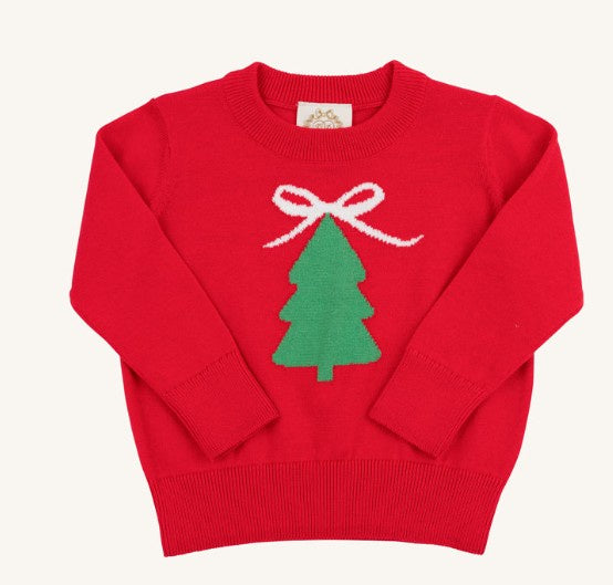 Isabelle's Intarsia Sweater- Richmond Red Christmas Tree