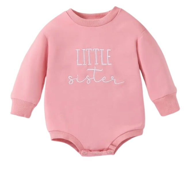 Little Sister LS Embroidered Onesie