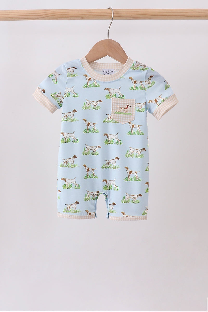 Blue Hound Embroidered Pocket Romper