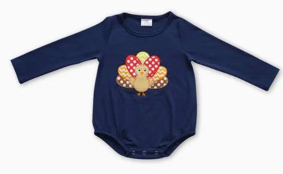 Navy Turkey App Romper