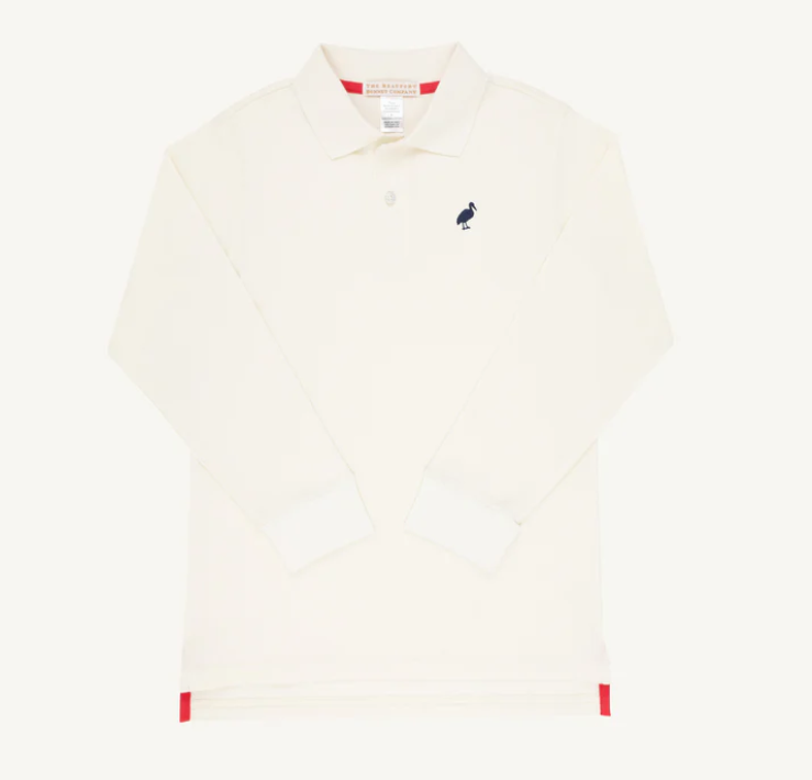 Prim & Proper LS Polo- Palmetto Pearl