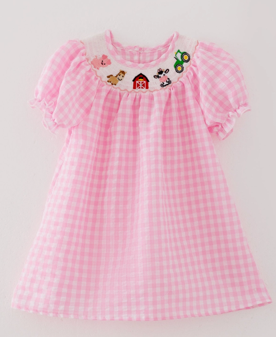 Pink Smocked Farm Dress