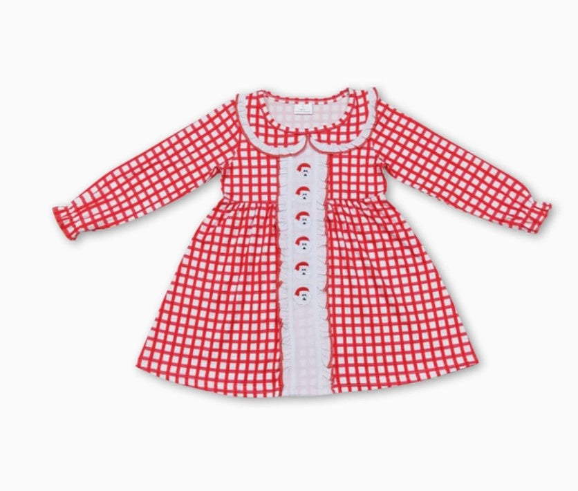 Red Gingham Embd Santa Dress