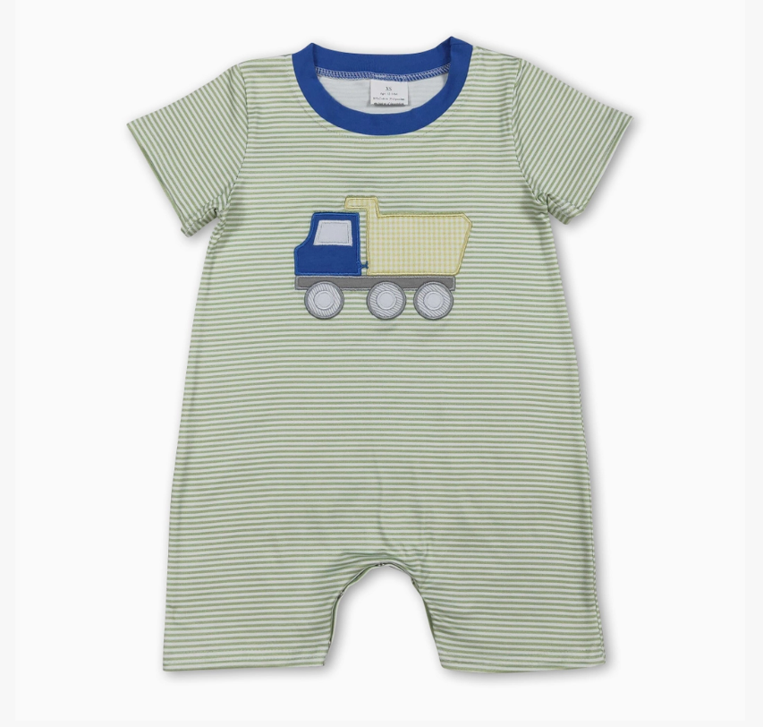 Stripe Construction Boy Romper