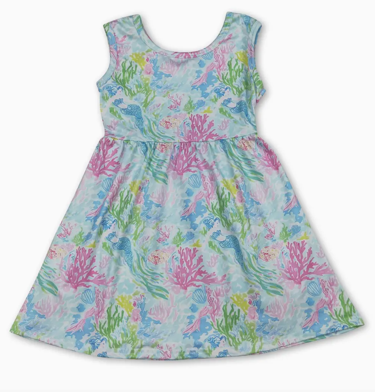 Coral Watercolor Girls Dress
