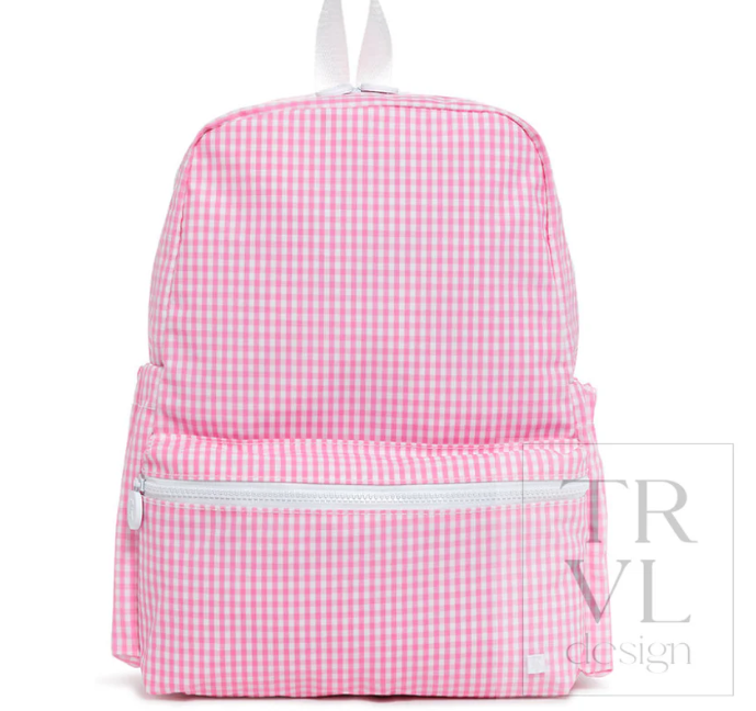 TRVL Gingham Pink Backpack
