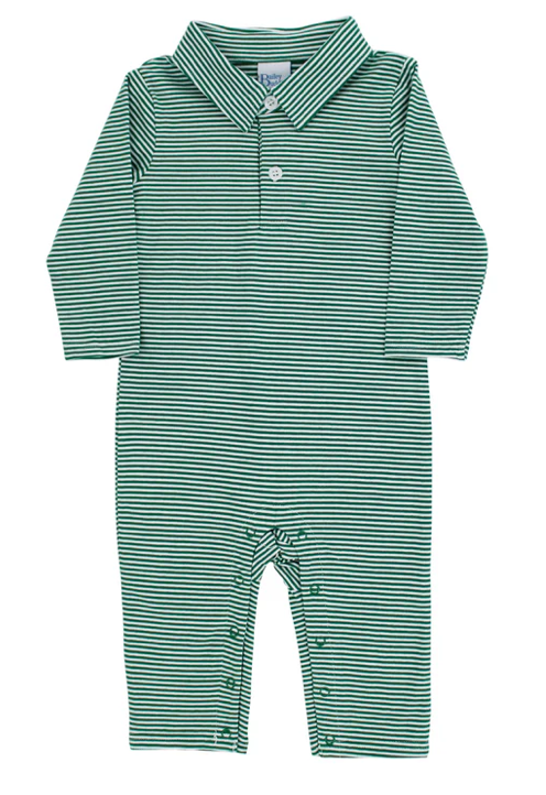 Kelly Green Stripe Polo Playsuit