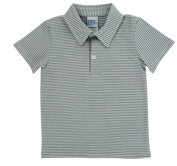 Sage Stripe Knit Polo