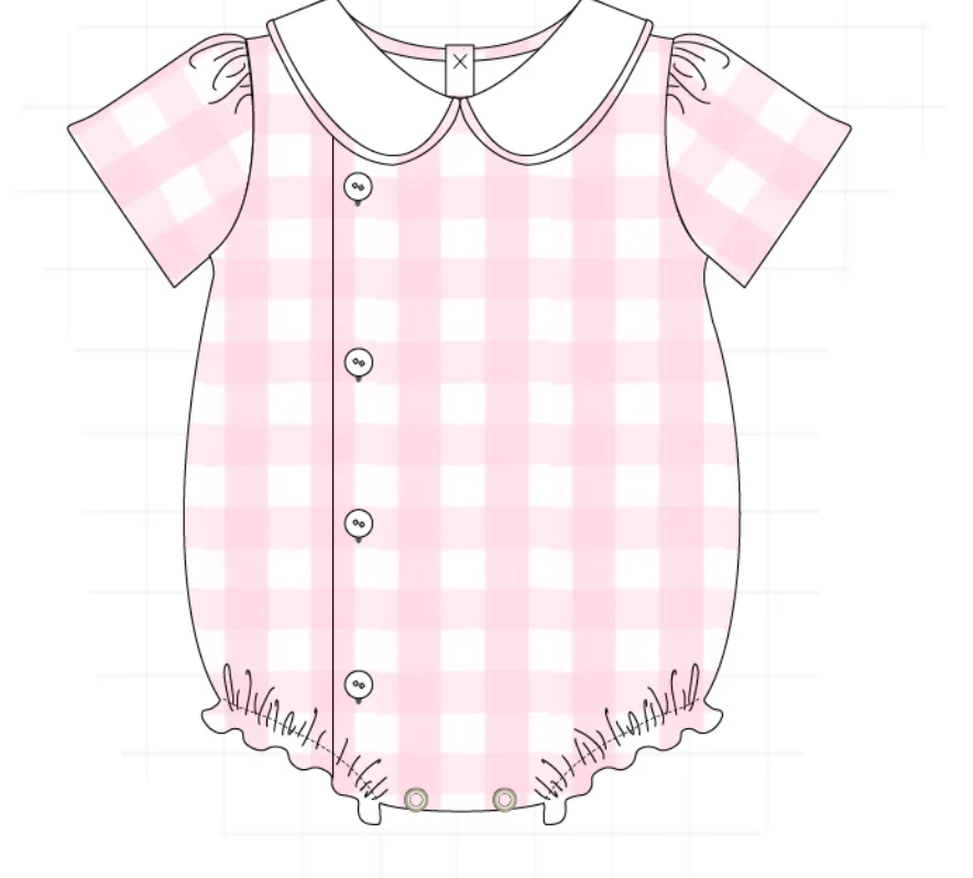 Pink Plaid Peter Pan Collar Romper