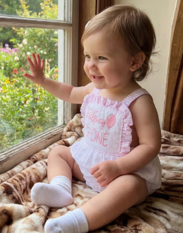 Halfway to One Girls Seersucker Romper