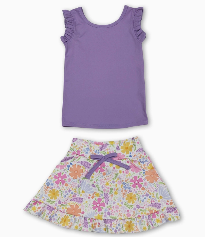 Purple Floral Athletic Skort Set