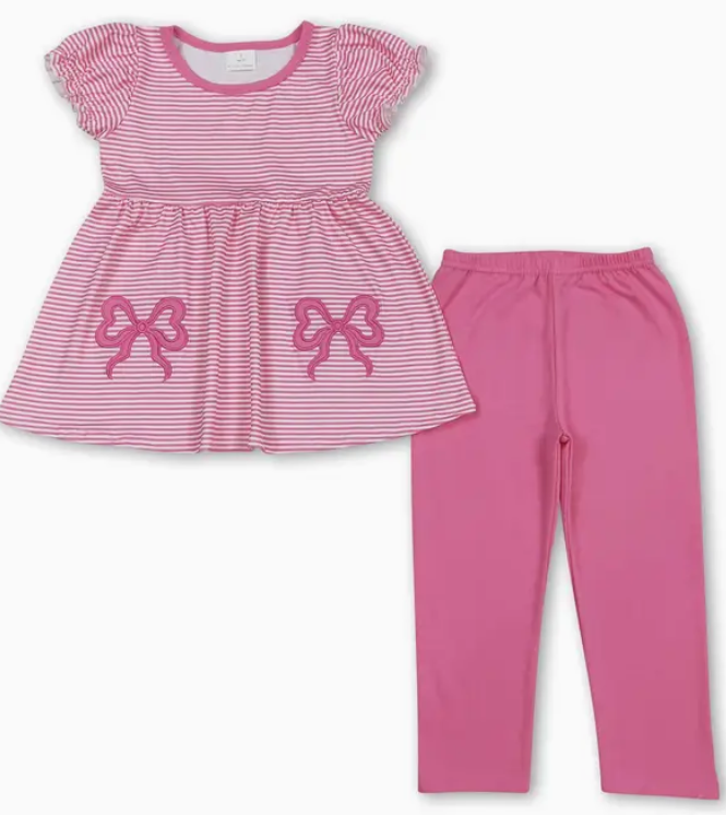 Pink Bow SS Girls Outfit