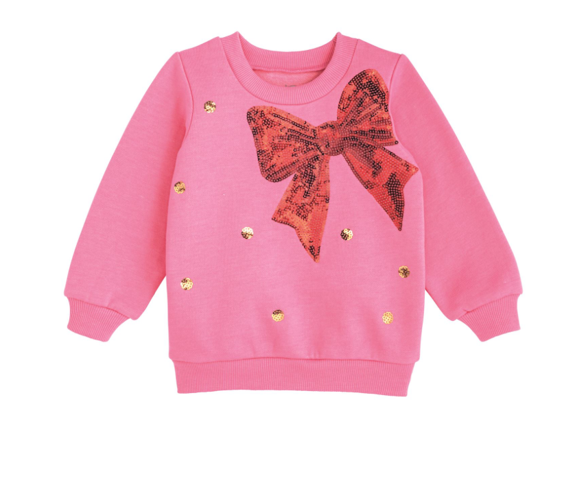 Pink Sequin Bow Sweatshirt