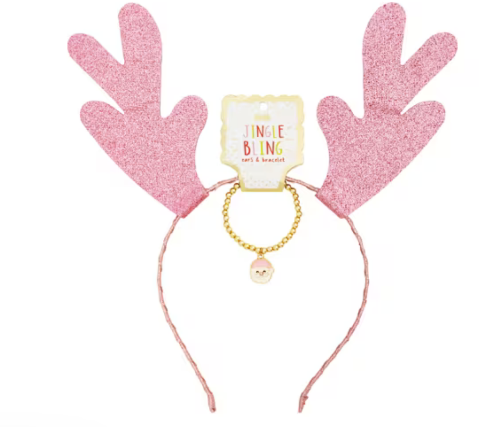 Pink Glitter Antler Headband