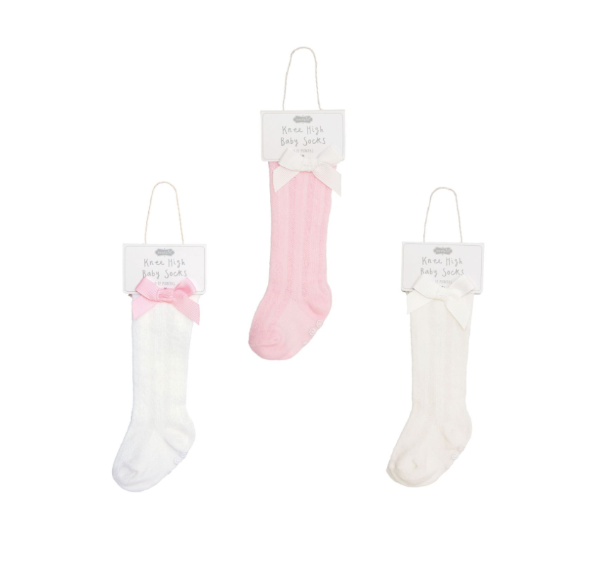 Tall Pointelle Bow Socks
