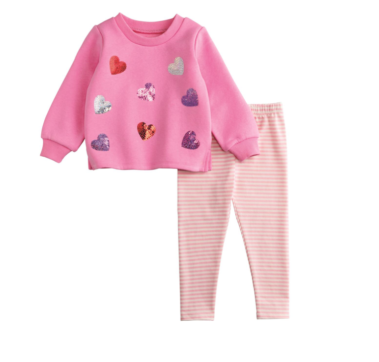 Sequin Heart Sweatshirt & Legging Set