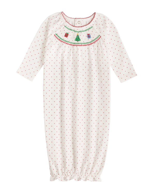 Christmas Smocked NB Gown