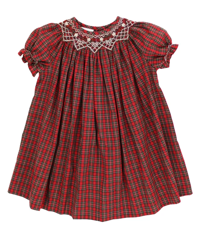 Tartan Geometric Bishop Dress