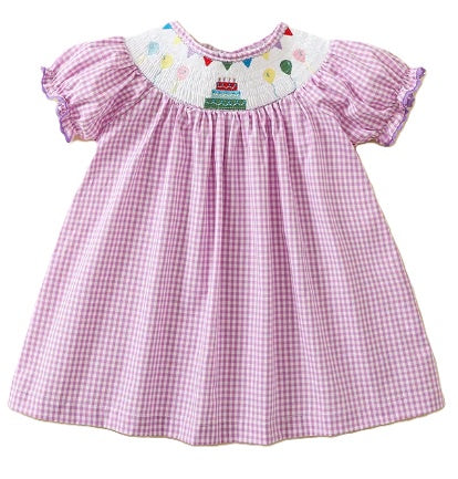 Smocked Pink Birthday Dress