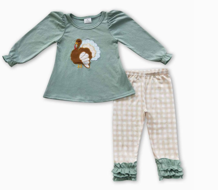 Girls Sage Turkey Outfit