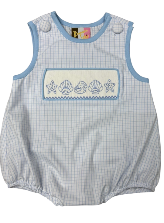 Seashell Smocked Boys Bubble