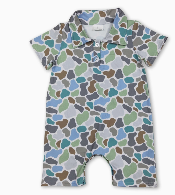 Pebble Camo Polo Romper